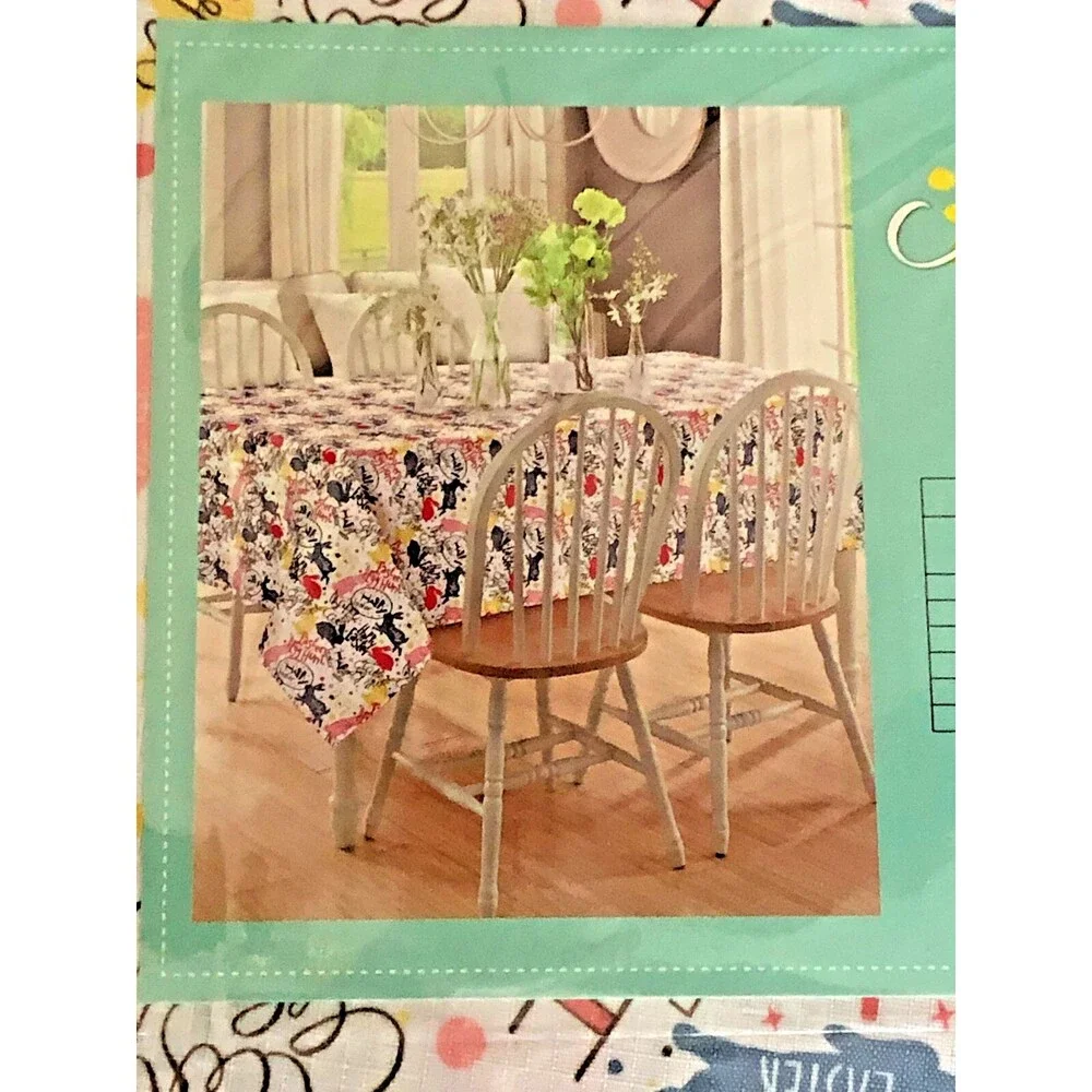 Happy Easter Bunny Rabbit Fabric Tablecloth 60